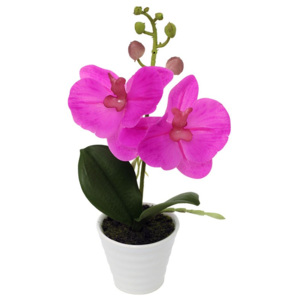 Orchidee artificială în ghiveci din ceramică, roz