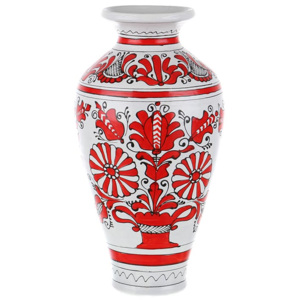 Vaza ceramica rosie de Corund nesmaltuita 30 cm