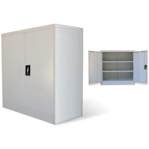 Dulap metalic de birou cu 2 uși, 90 cm, gri