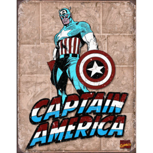 Placă metalică - Captain America Retro Panels