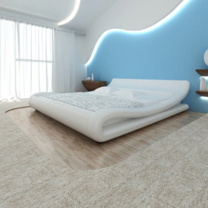 Cadru de pat ondulat, piele artificială, 180 x 200 cm, alb