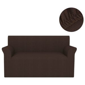 Husă elastică pentru canapea, textură striată, maro