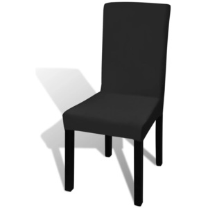 Husă elastică pentru scaun drept 6 buc., negru