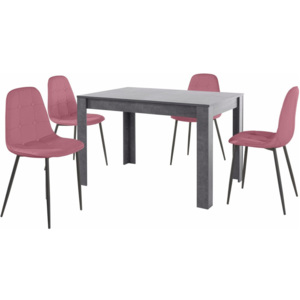 Set masă gri cu 4 scaune Støraa Lori Lamar, roz