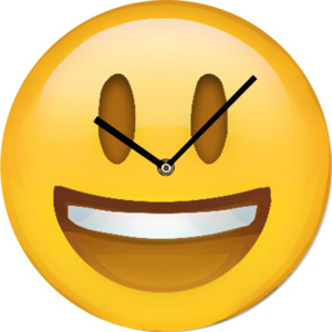 Ceas de perete fabricat din sticlă - Emoticon Smiley