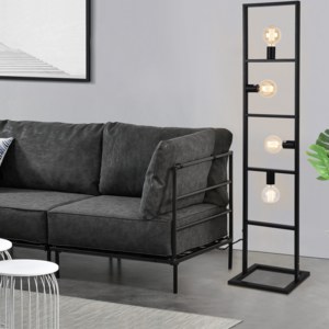 [lux.pro]® Lampa podea / lampadar / lampa stativ - iluminat sufragerie - negru - cu 4 fasunguri