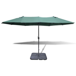 Umbrelă cu bază portabilă, 2,7 x 4,6 m, aluminiu, Verde