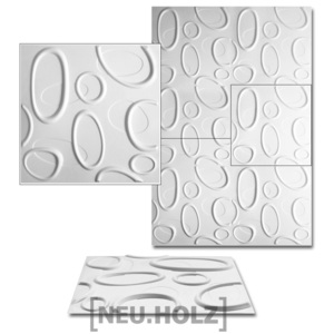 [neu.haus]® Placa decorativa pentru pereti 3D, Motiv Bjursta, neu.haus, 6m², 500 x 500 mm, bambus reciclat/trestie, grosime 1,5-1,75 mm, alb