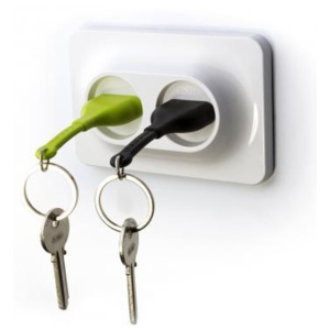 Cuier pentru chei cu breloc Qualy&CO Double Unplug, verde și negru