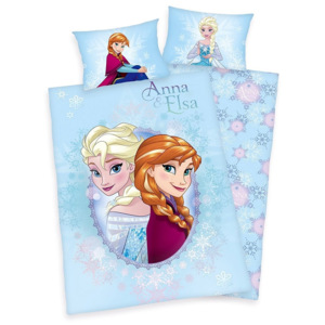 Lenjerie de pat pentru copii, Regatul de gheaţă Frozen Anna şi Elsa, 100 x 135 cm, 40 x 60 cm