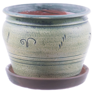 Ghiveci din ceramică cu farfurie diverse culori