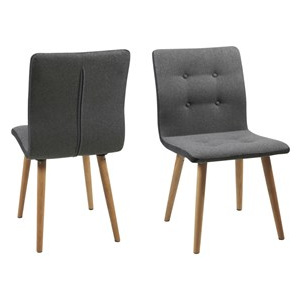 Set 2 scaune din lemn tapitate Frida Dark Grey