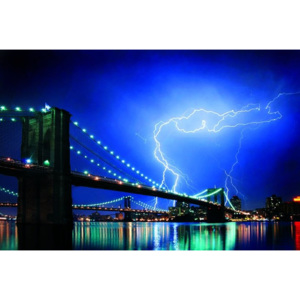 Poster - Brooklyn Bridge Lightning