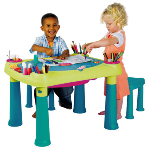 Masă creativă pentru copii, cu 2 scaune, CREATIVE PLAY TABLE + 2 STOOLS