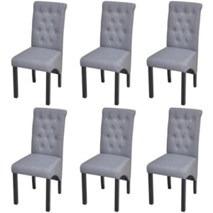 Set 6 scaune, tapițerie material textil, cu spătar înalt, gri închis