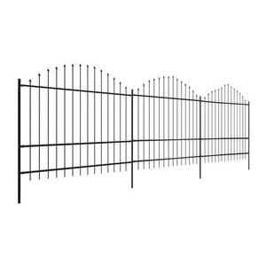 Gard pentru grădină cu vârf suliță (1,75-2)x6 m Oțel, negru