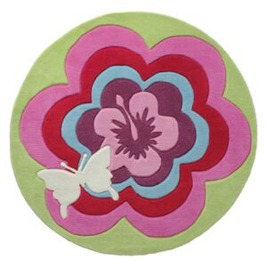 Covor Copii & Tineret Fantasy Flower, Acril, Rotund, Multicolor, 100x100