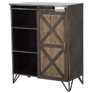 Cabinet din metal si lemn cu usa culisanta "Seattle" Grey, l70xA38,5xH87 cm