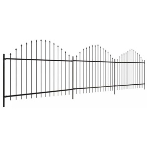 Gard pentru grădină cu vârf suliță (1-1,25)x6 m Oțel negru