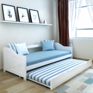 Canapea extensibilă/pat de zi din lemn de pin, 200 x 90 cm, alb