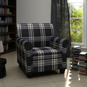 Fotoliu canapea cu pernă de scaun, material textil, negru