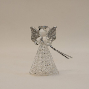 Marturie de nunta ingeras confectionata din cristal alb cu argintiu