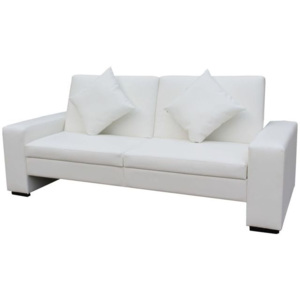 Canapea extensibilă cu brațe mari, alb, piele artificială