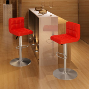 Set 2 scaune bar înălțime reglabilă Roșu