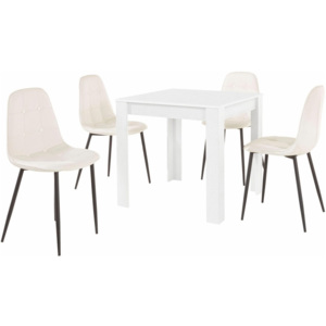 Set masă cu 4 scaune Støraa Lori Lamar Duro, alb