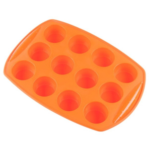 Forma din silicon pentru briose KingHoff, 12 cupe, portocaliu