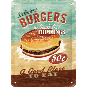 Placă metalică: Burgers - 20x15 cm