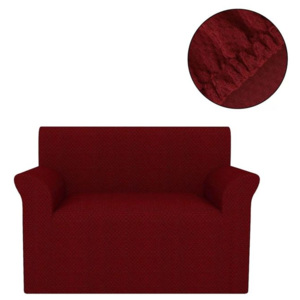 Husă elastică pentru canapea, textură striată, roșu burgund