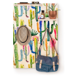 Cuier cu rafturi Surdic Pegboard Watercolor Cactus
