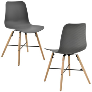 [en.casa]® Set design 2 scaune - 80 x 44,5cm, forma sezut scoica, - gri