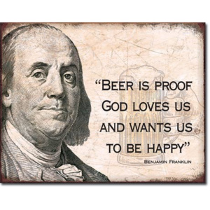 Ben Franklin - Beer Placă metalică, (30 x 42 cm)