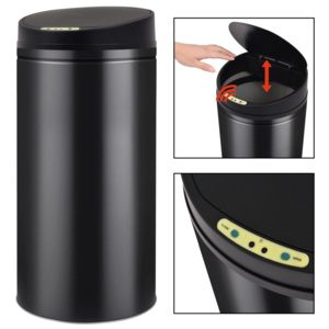 Coș de gunoi cu senzor automat 52 L, negru