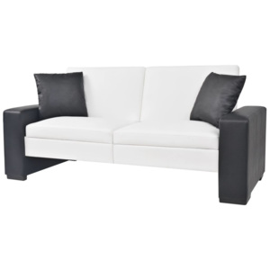 Canapea extensibilă cu brațe, PVC, alb, reglabil