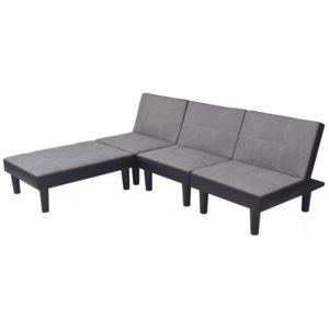 Canapea modulară dublă Textil PVC Gri și negru