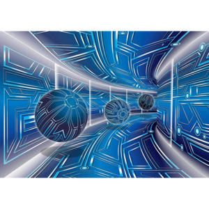 Fototapet vlies: 3D tunel Scifi (albastru) - 254x368 cm