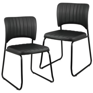 [en.casa]® Set 2 scaune design imitatie de piele - 78 x 45,7cm - negru