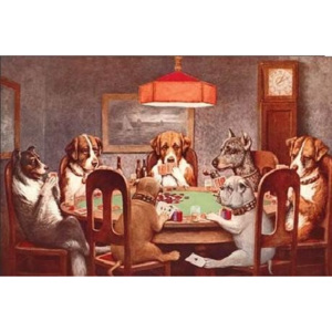 DOGS PLAYING POKER Placă metalică, (41 x 26 cm)