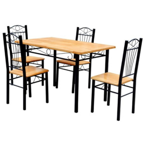 Set masă cu 4 scaune, Maro deschis