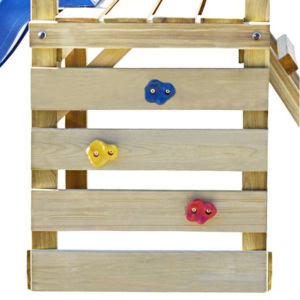 Set de joacă din lemn, scară, tobogan și leagăne 290x260x235 cm