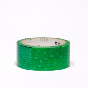 Bandă washi MT Masking Tape Script Green, verde