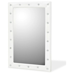 Oglindă de perete, piele artificială 60 x 90 cm, alb lucios