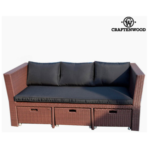 Sofa and Pouf Set (4 pcs) Ratan Maro Negru by Craftenwood