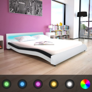 Cadru de pat cu LED, piele artificială, 160 x 200 cm