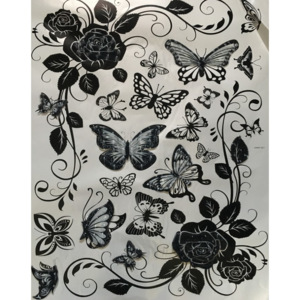 Sticker decorativ ,Fluturi si Flori 5D