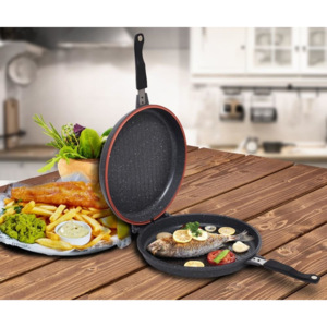Tigaie dubla Heinner Easy Cook HR-SB-SP5222, 32 cm, rotunda, negru