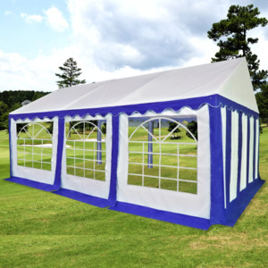 Pavilion de grădină PVC 3 x 6 m Albastru și alb